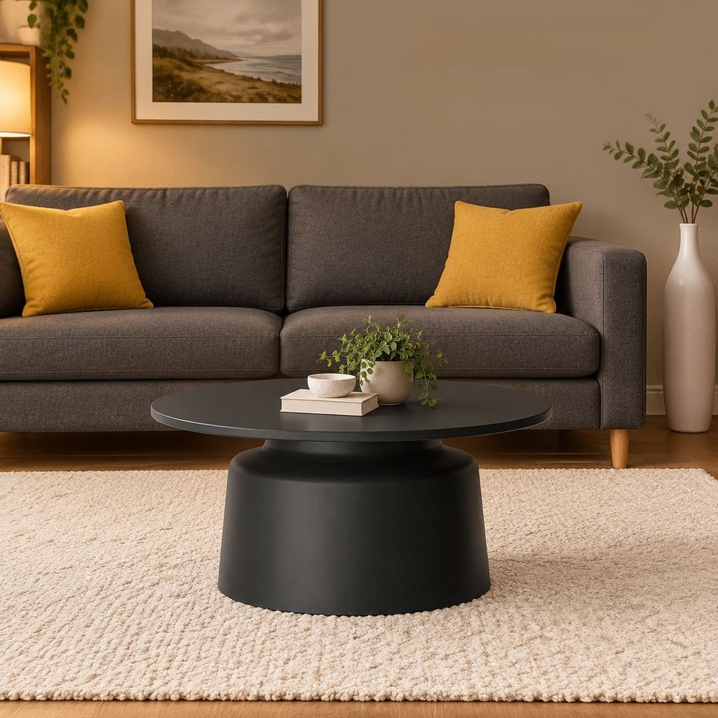 Cream-Colored Coffee Table for Living Room, Nordic-Style Iron Art Round Tea Table, Modern Minimalist