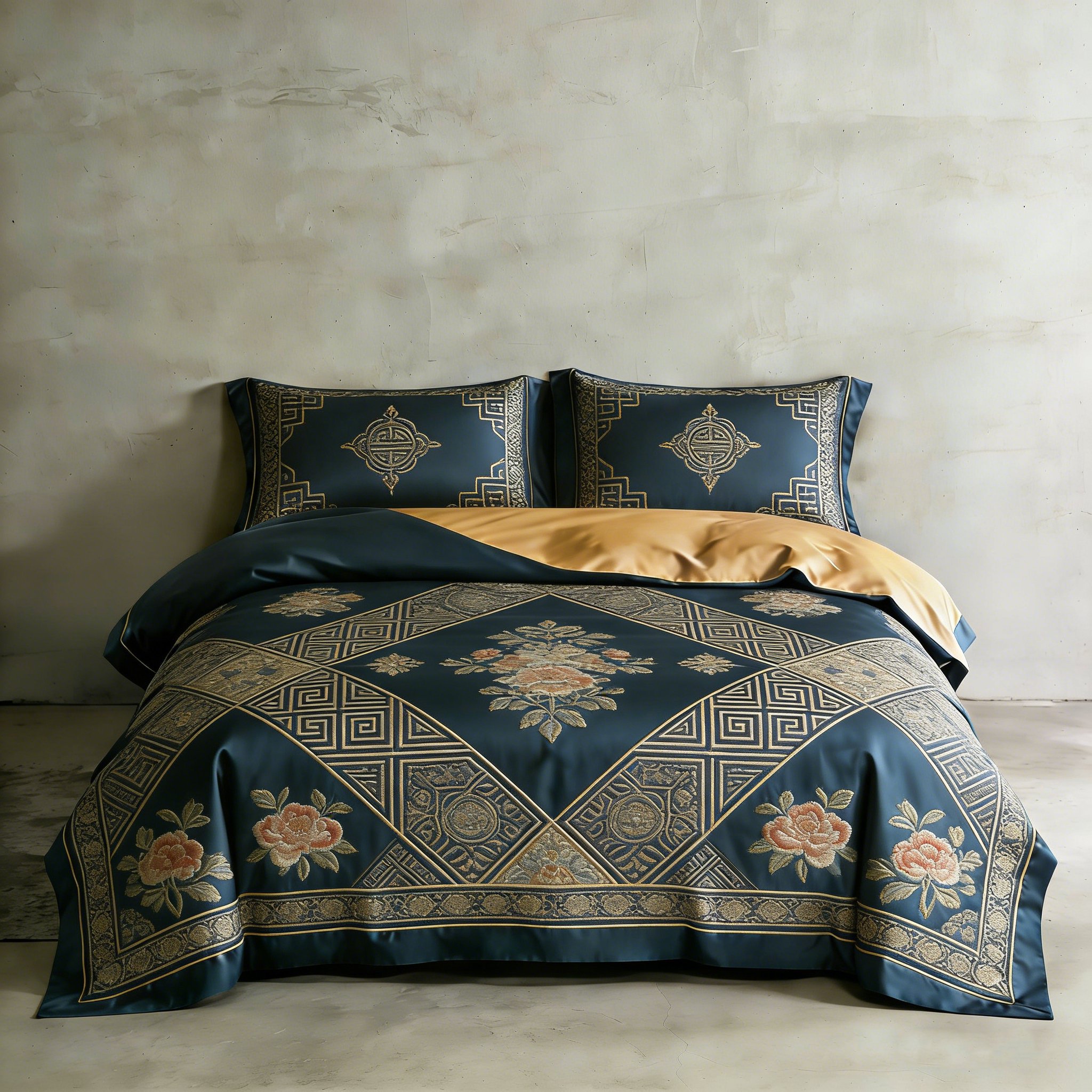 高級サテン生地ベッド四点セット