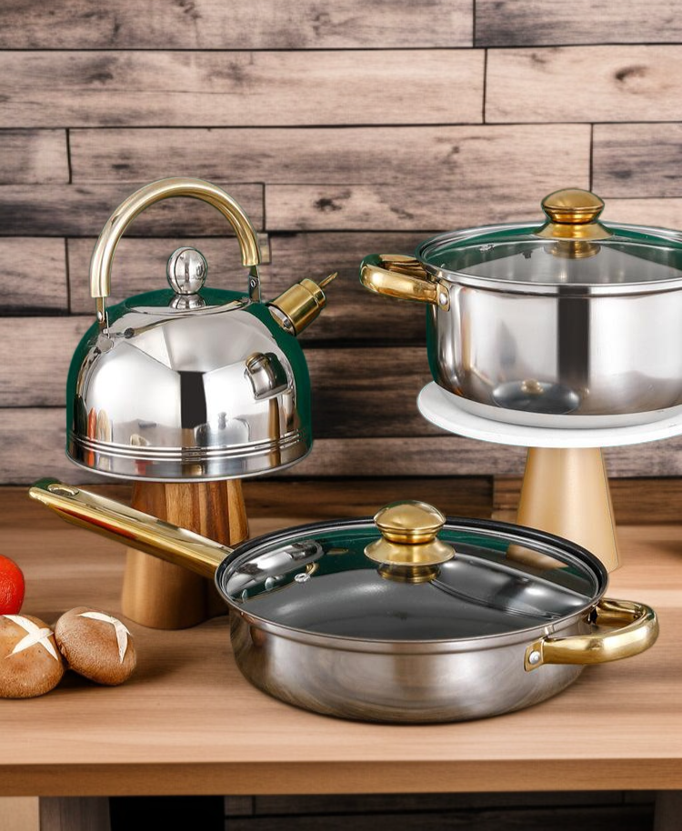 Versatile 12-piece cookware set displayed on countertop