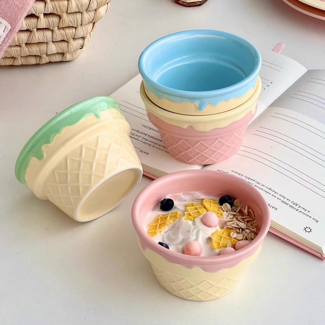 アイスクリーム型かわいい陶器食器セット
