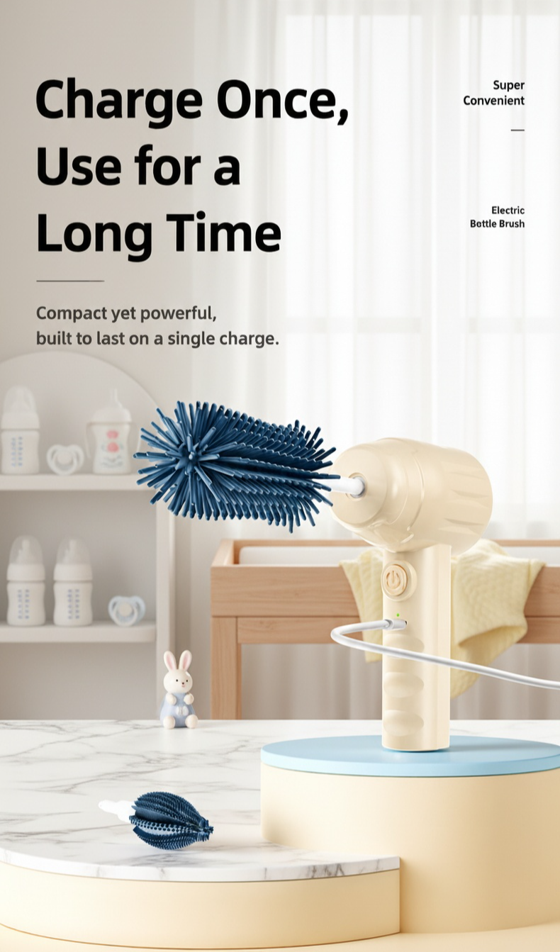 Rechargeable electric bottle cleaner in action