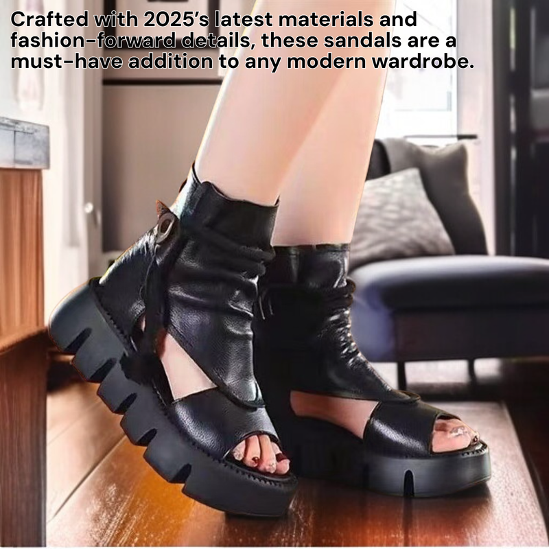 Summer Women's High-Cut Platform Roman Sandals, Stylish Wedge Open-Toe Design