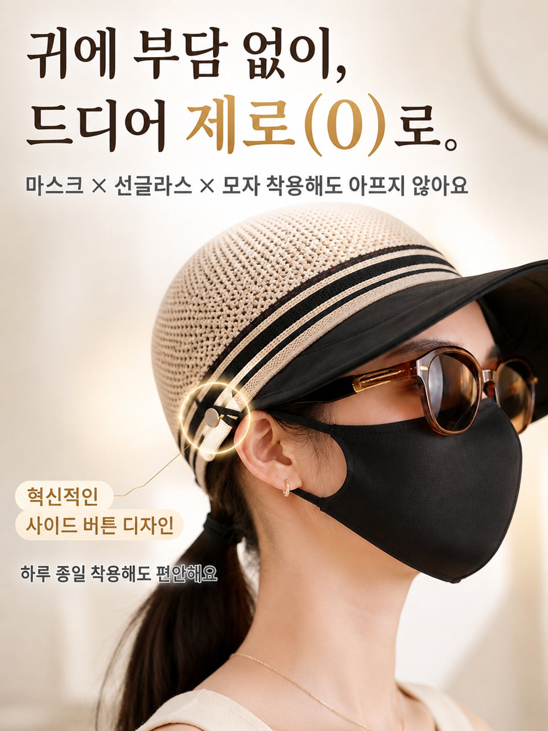 [체감-5도] 귀 통증 제로! 얼굴소멸 쿨링 자외선 차단 썸머햇
