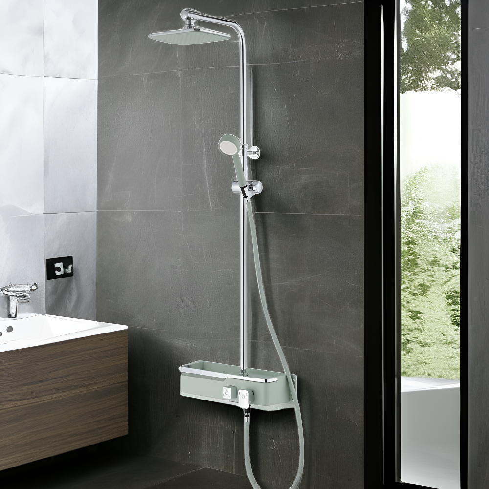 バスルーム用大型棚と銅製蛇口ハンドシャワー