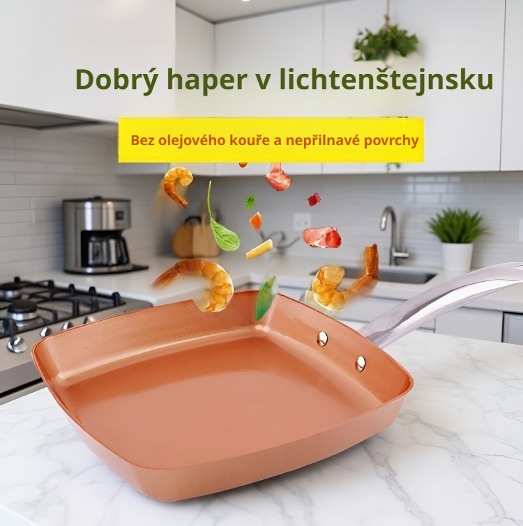 Čistě měděná nepřilnavá pánev s rovným dnem