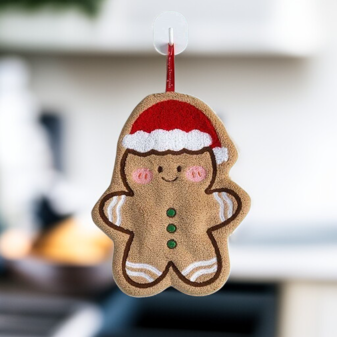 サンタクロースハンドタオル かわいい吊り下げ式 厚手速乾キッチンタオル