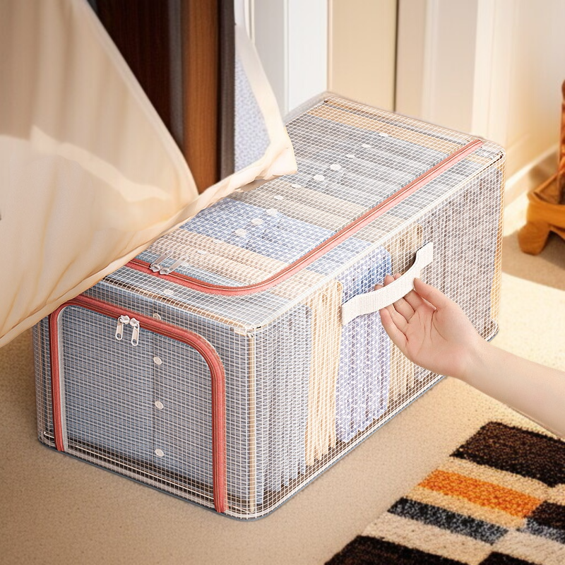 Nueva caja de almacenamiento de ropa de malla de PVC transparente, caja de almacenamiento de ropa pa