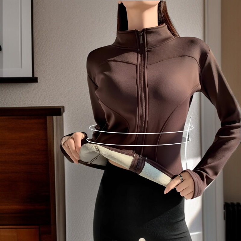 맨투맨 여자 아우터 스웨이드 융털 도톰 하이넥 요가 상의 가을 겨울 상의