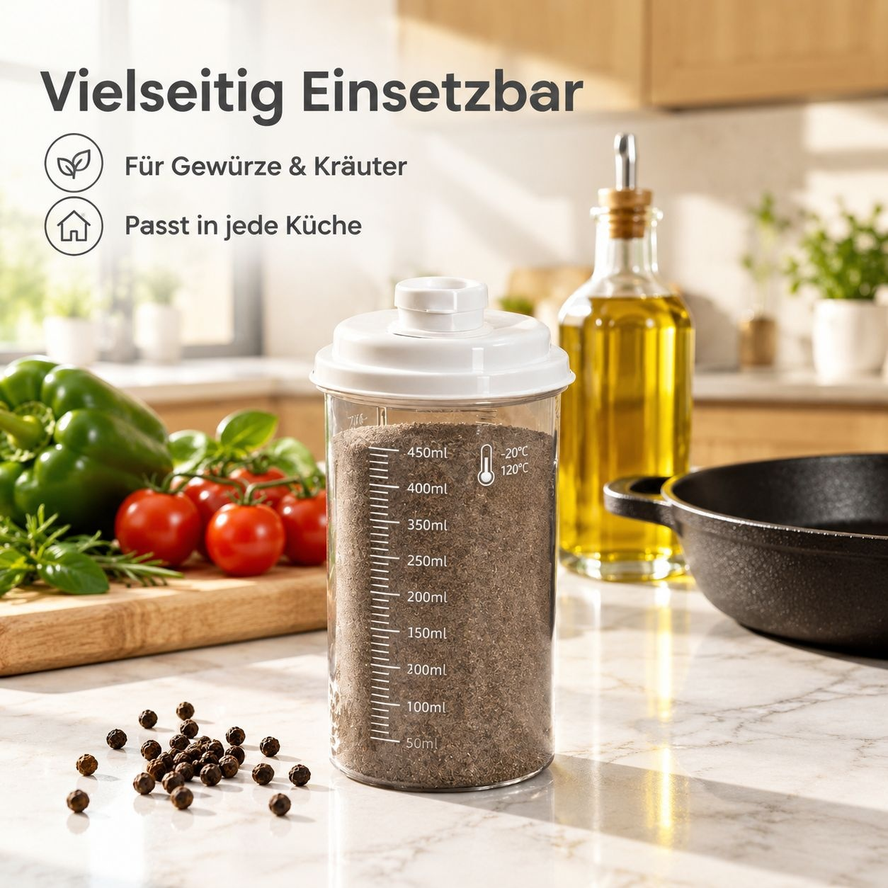 Luftdichte Vorratsdose Lebensmittelqualität Kunststoff Streuer für Zucker Küche