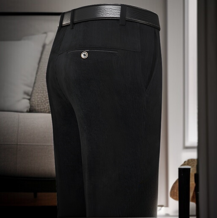 男性用冬ベルベット裏起毛コーデュロイパンツ中高年カジュアル