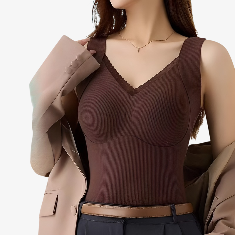 【Brelia-jp】デラックス保温下着ベスト レディース ベース下着 ワンピース 固定カップ 発熱 シームレス ベースコート 冬