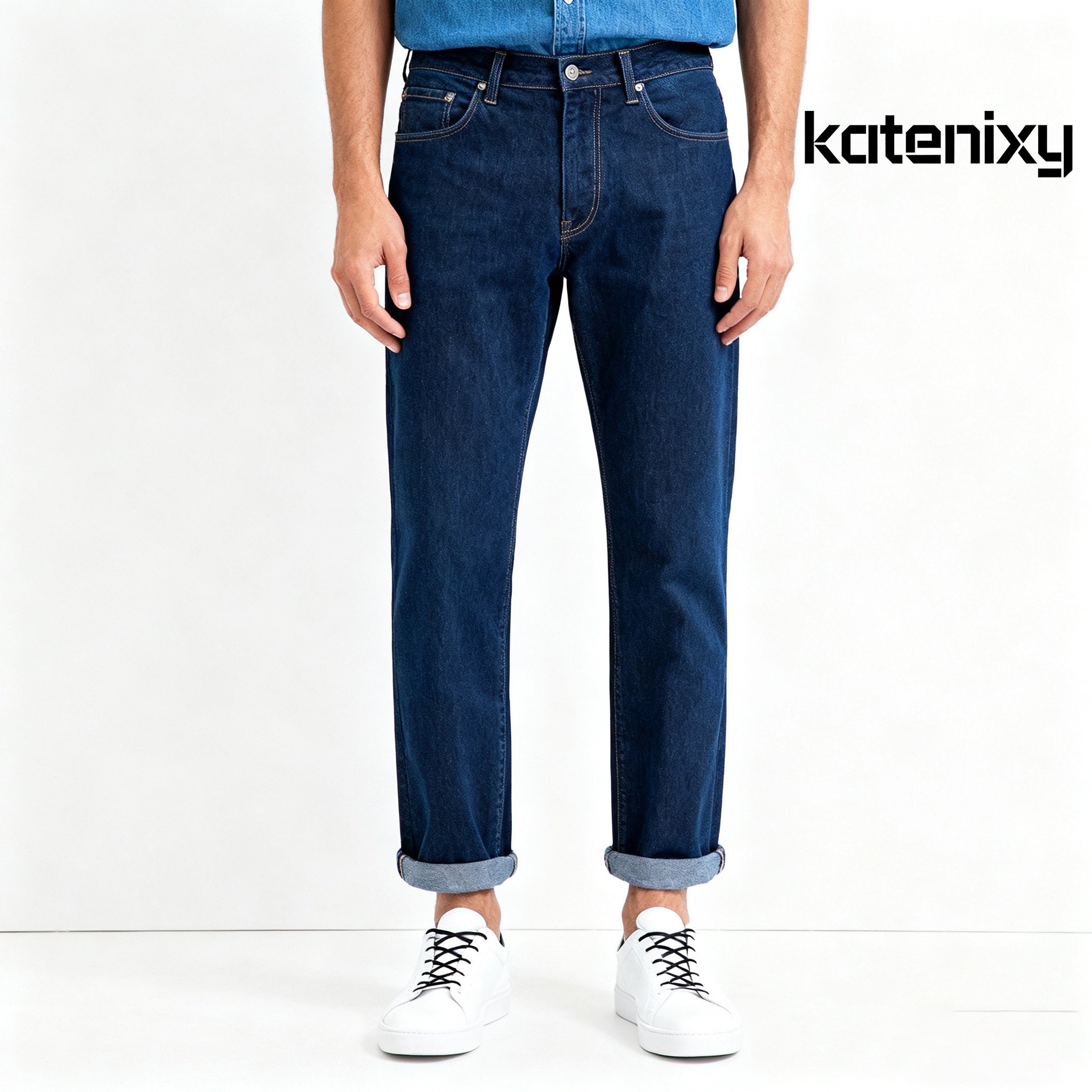 다크 블루 스트레이트 레그 진