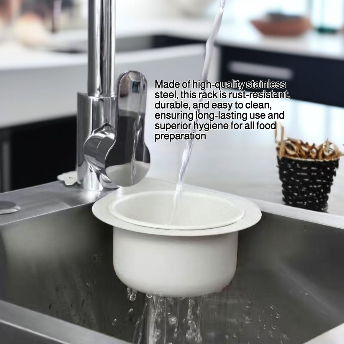 Kitchen artifact swan rack drain washing vegetable stainless steel dry and wet separation kitchen fi