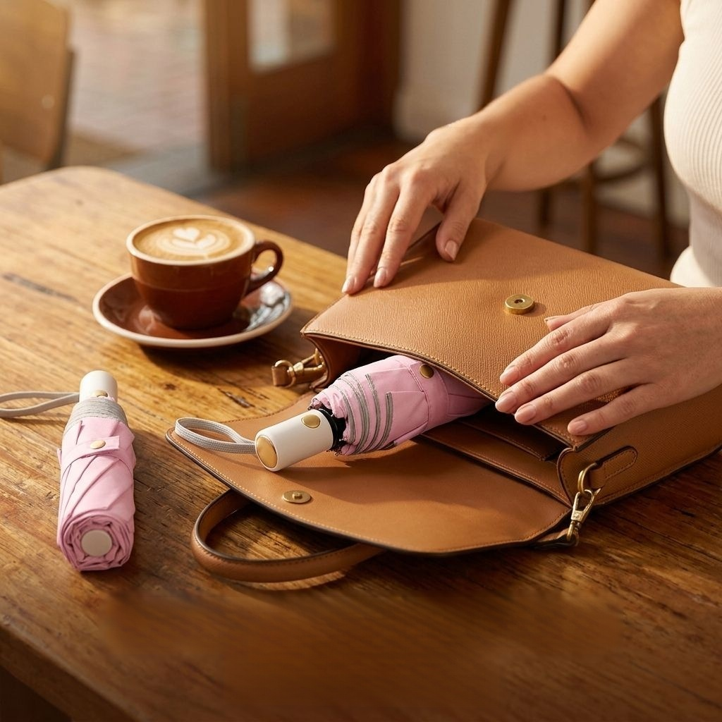 晴れの日も雨の日も使える、反射材付き傘