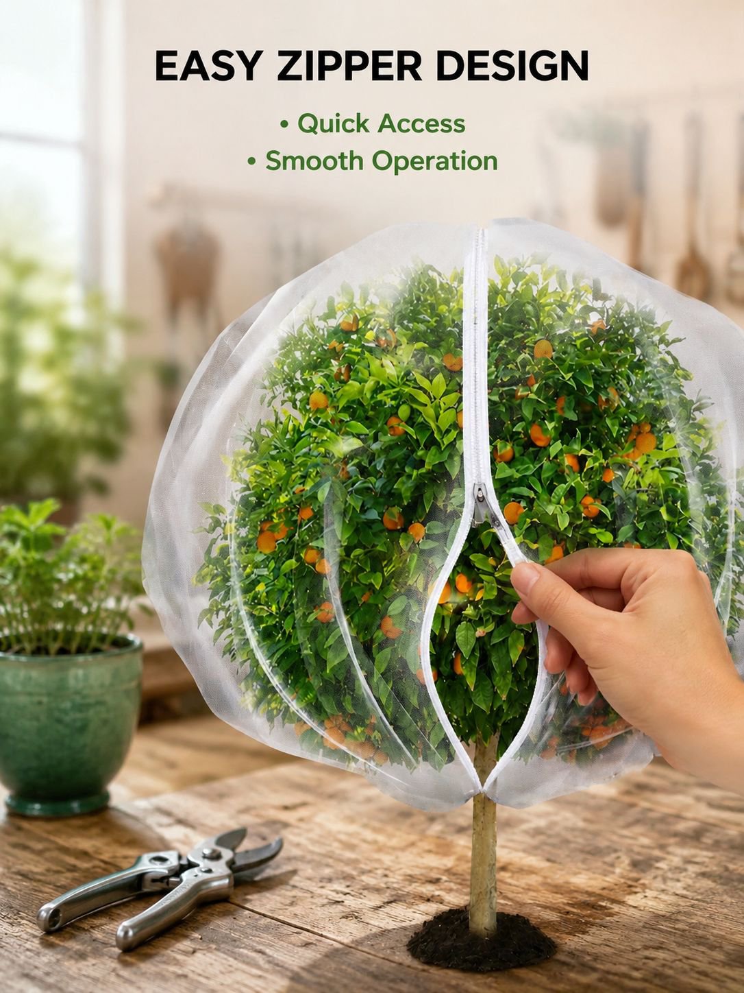 Cross-border insect-proof netting for fruit trees and plants with zipper covers