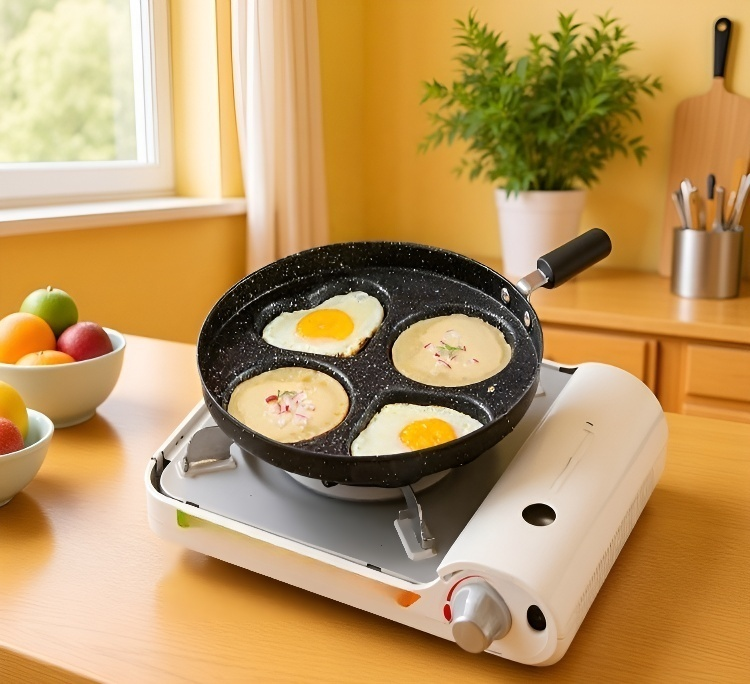 아침식사용으로 적합한 4구 프라이팬