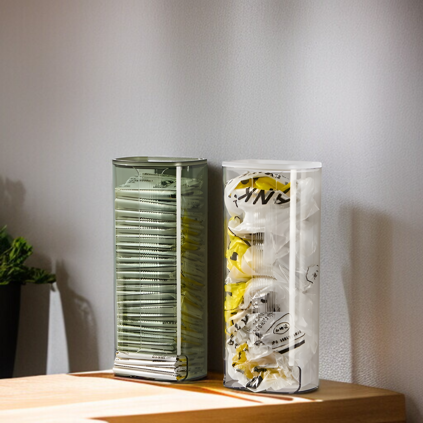 高級な壁掛け式ゴミ袋収納ボックス、透明な下着と靴下オーガナイザー、穴あけ不要。