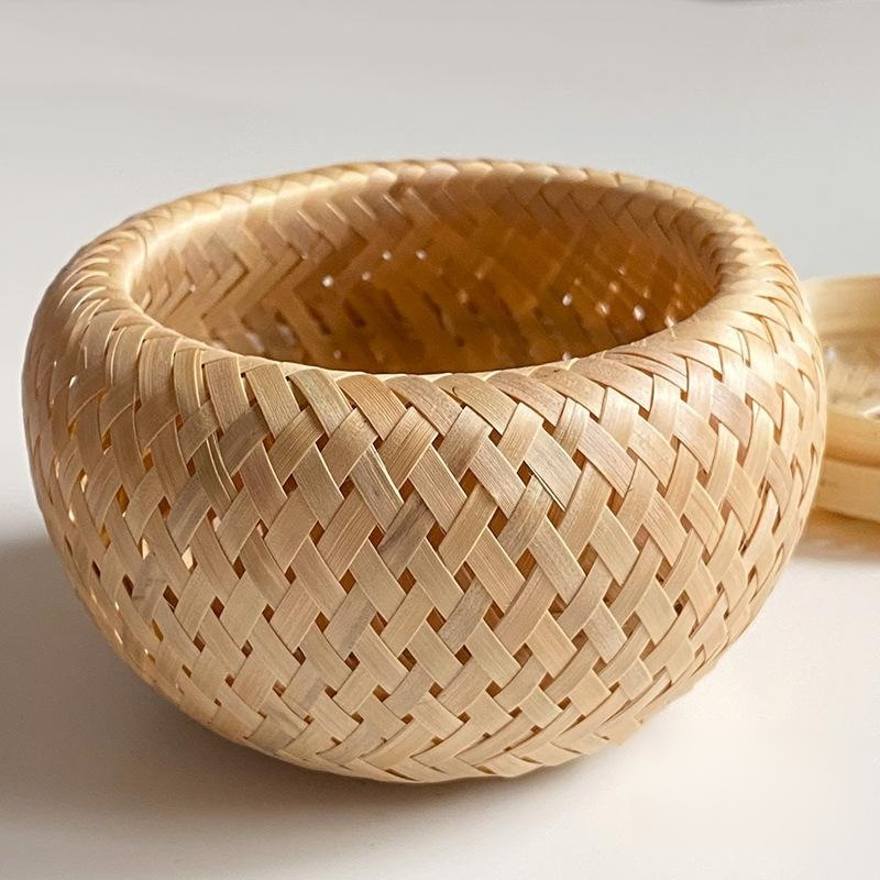 Handmade bamboo woven tea canister