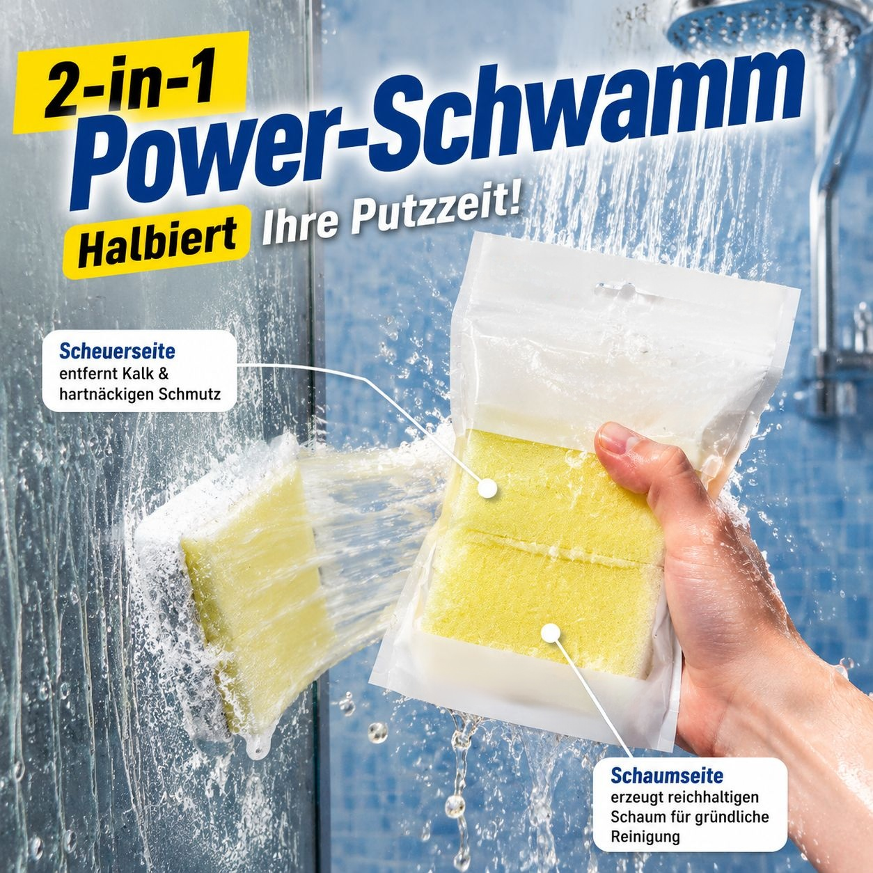 Zitronensäure-Kalkreiniger Schwamm für Badezimmer, Wasserhahn, Glas, Dusche