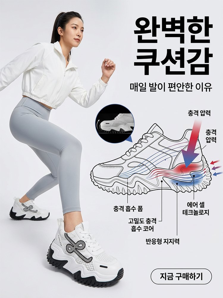여성 키높이 플랫폼 스포츠 캐주얼 슈즈 
