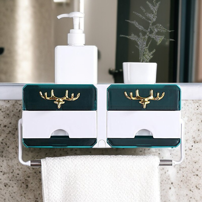 壁掛け引き出し付き石鹸収納ケース シンプルバスルーム整理用品