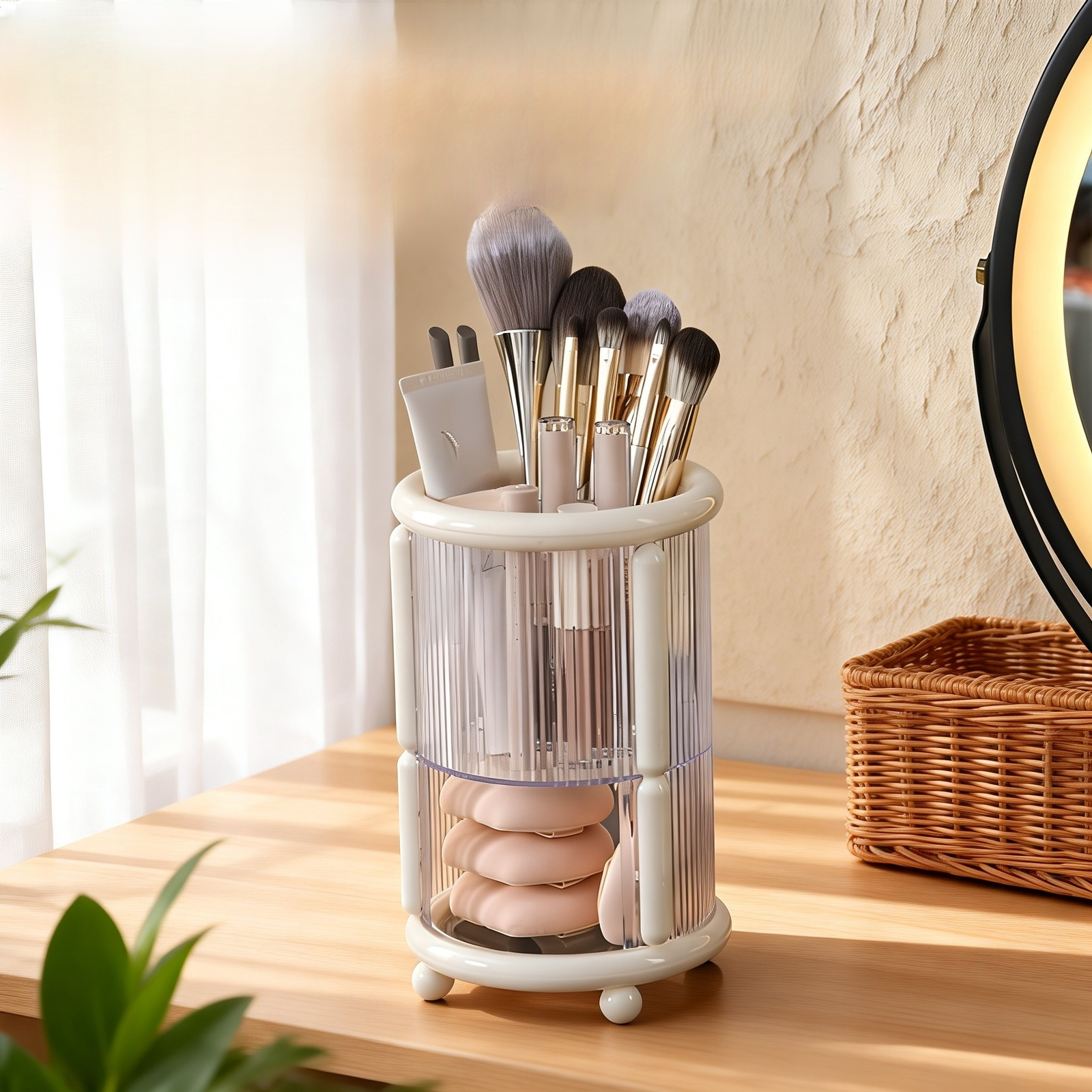 Multifunktionale Schminkpinsel-, Lippenstift- und Augenbrauenstift-Box