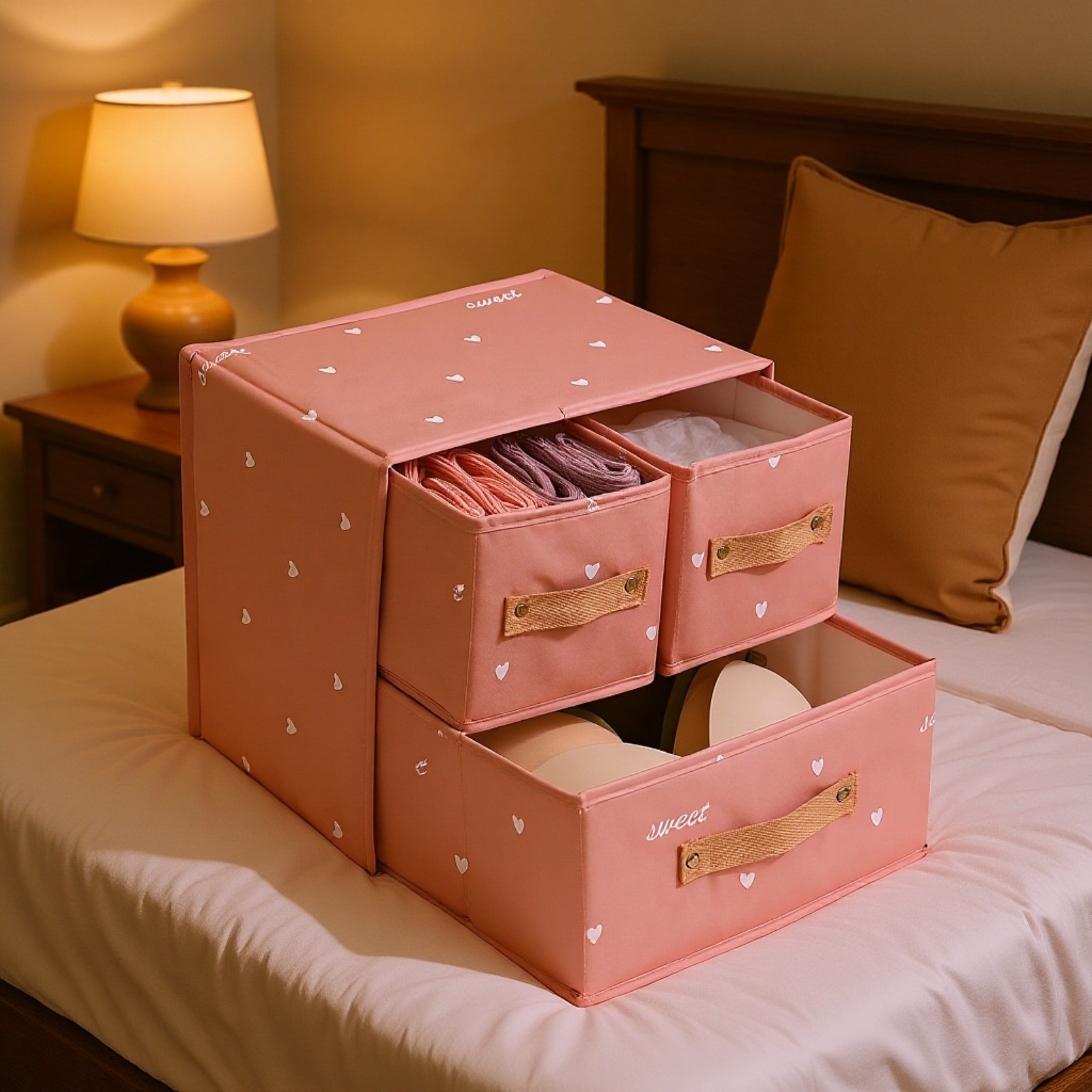 大型布製ワードローブ収納ボックスの使用例