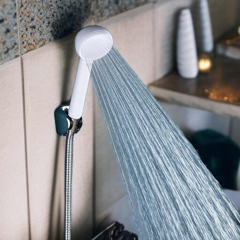 Handheld pressurized showerhead nozzle in use