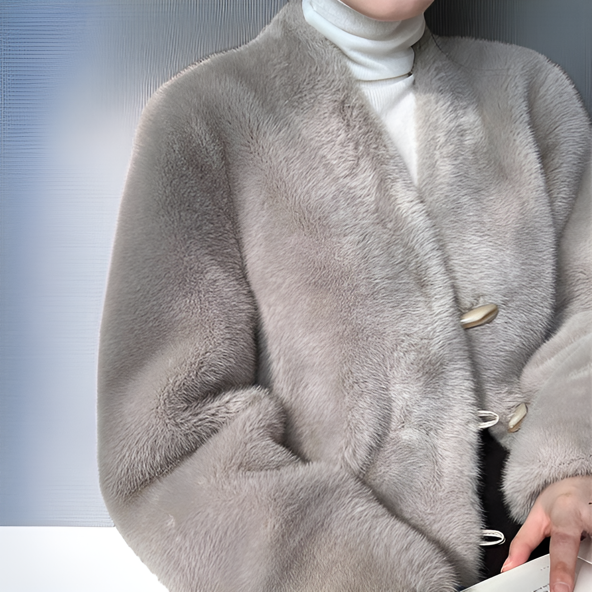 여성용 시어링 숏 코트