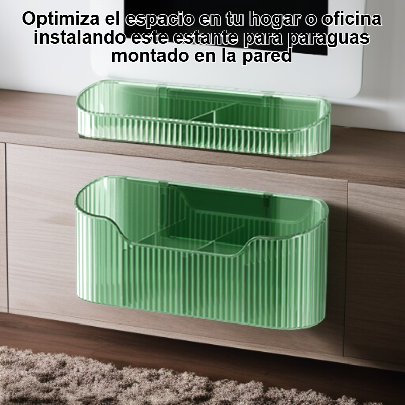 Instalar un estante para guardar paraguas montado en la pared.