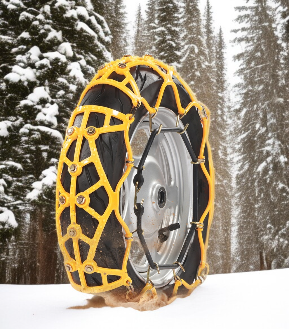 Cadenas de caucho engrosado proporcionando máxima tracción en hielo