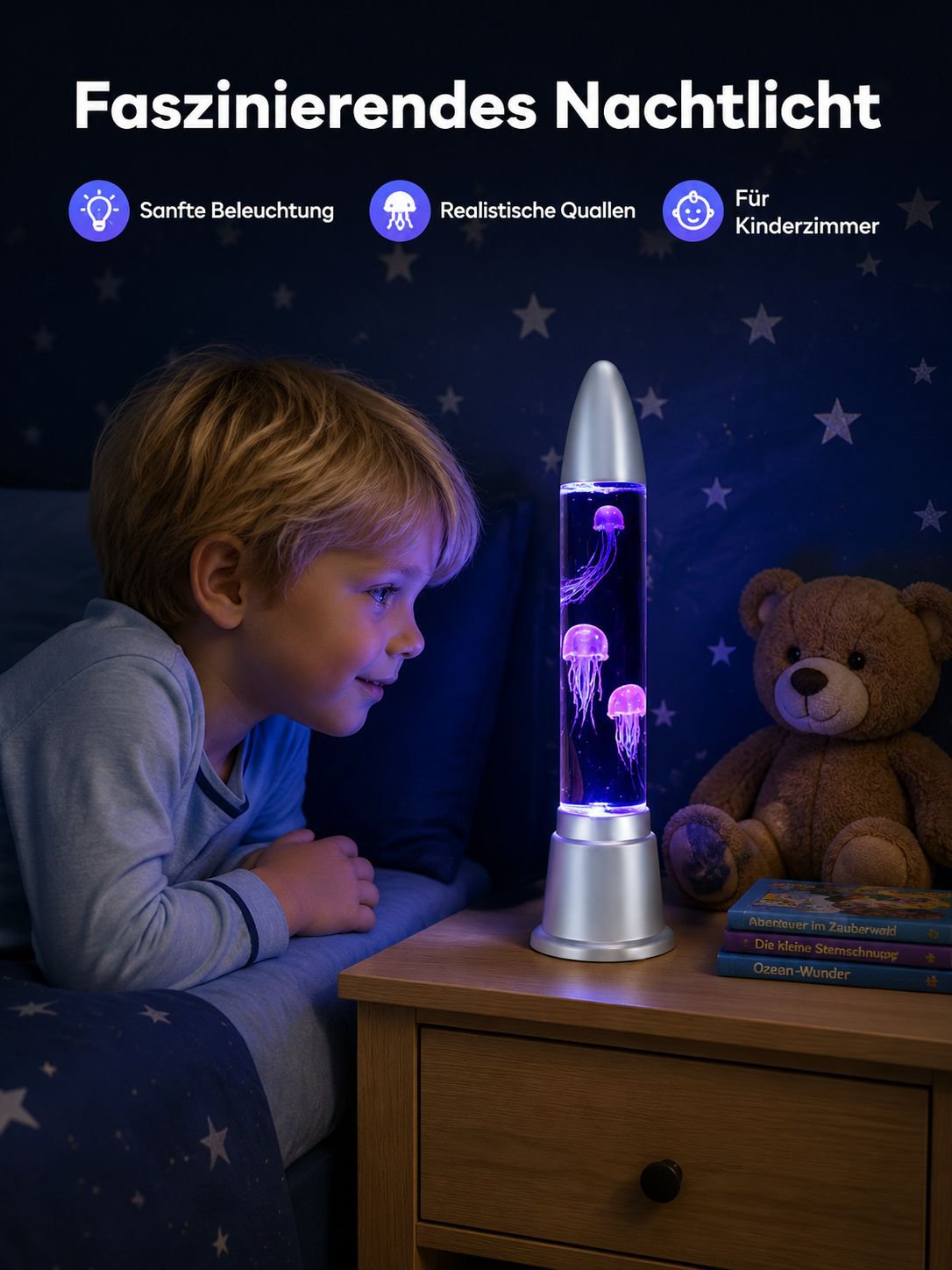 Blasensäule mit LED Beleuchtung für entspannende Atmosphäre