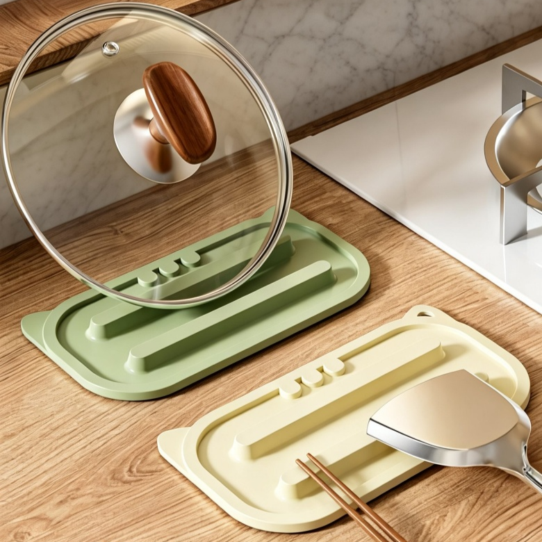 新款矽膠鍋蓋置物架多功能廚房檯面瀝水墊防滑隔熱鍋鏟矽膠墊