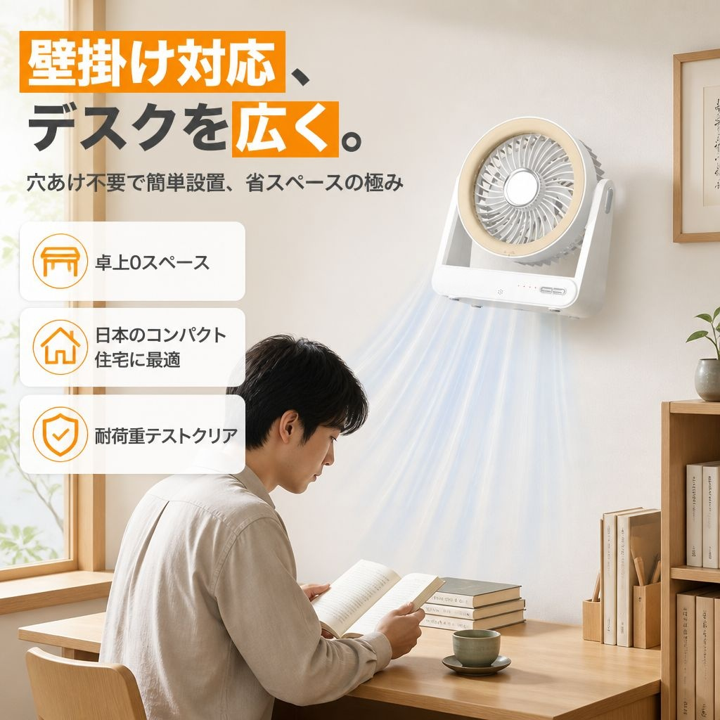 卓上多機能スマートファン コンパクト携帯型 壁掛け&タイマー対応 家庭用サーキュレーター
