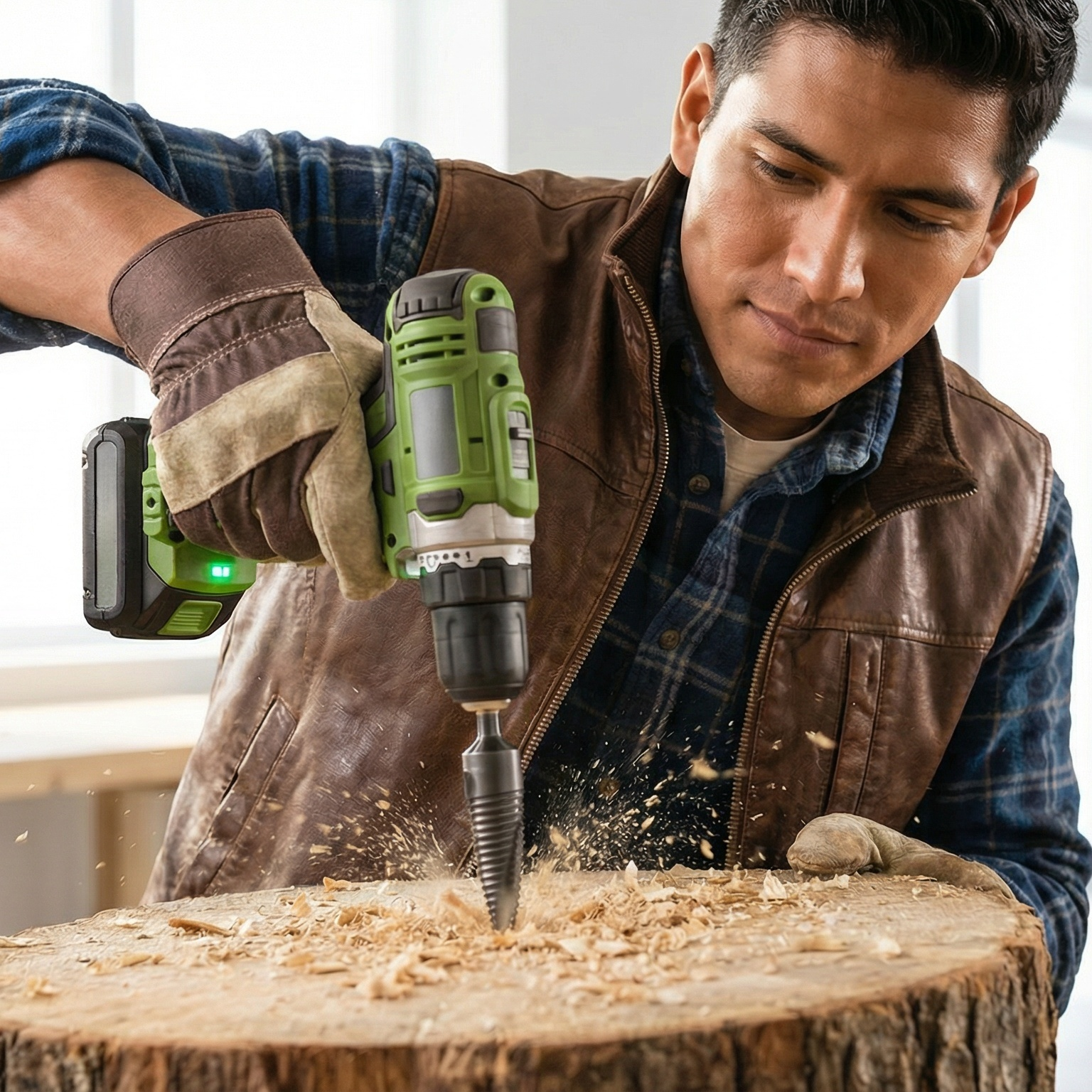 Broca divisora para leña para taladro eléctrico fácil de usar