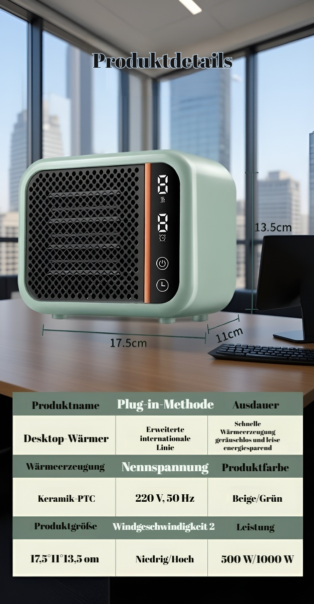 Sicherer Desktop-Heizlüfter für Zuhause