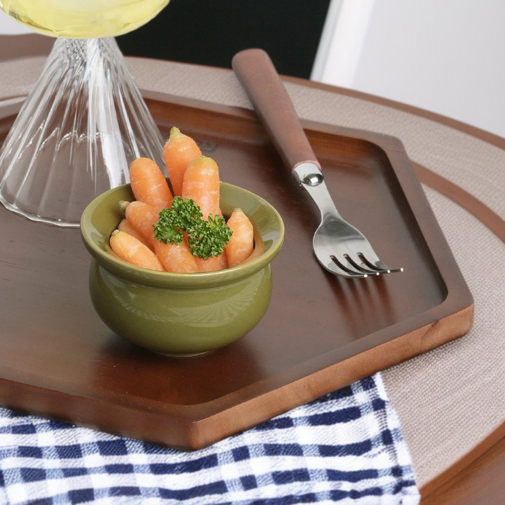 호두나무 육각형 커피 트레이