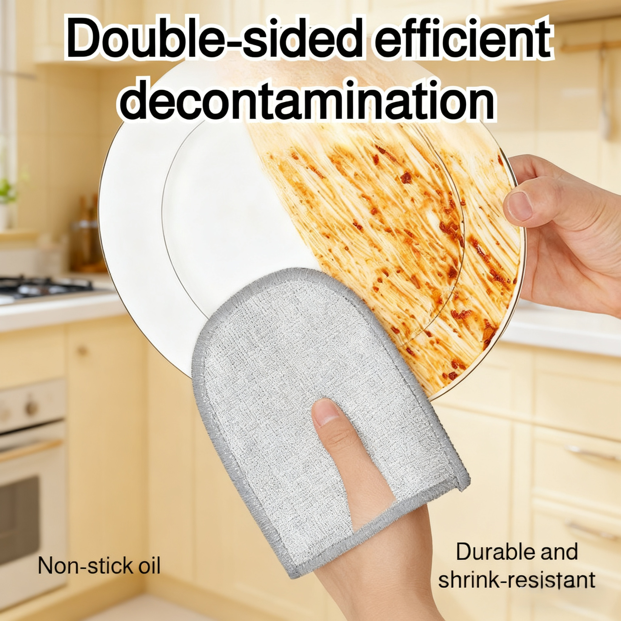  Double-Sided Oil-Resistant Silver Fiber Glove Cleaning Cloth