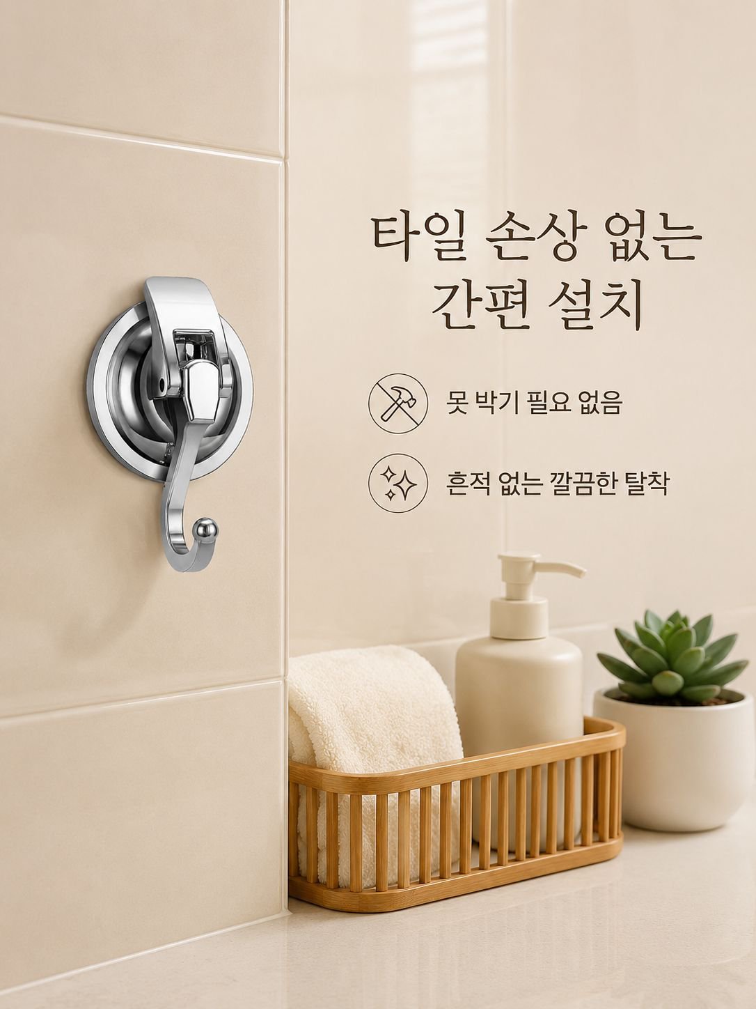 강력 무타공 진공 흡착 걸이