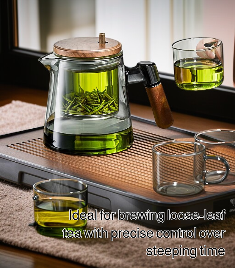 Elegant tea brewing with glass separator teapot