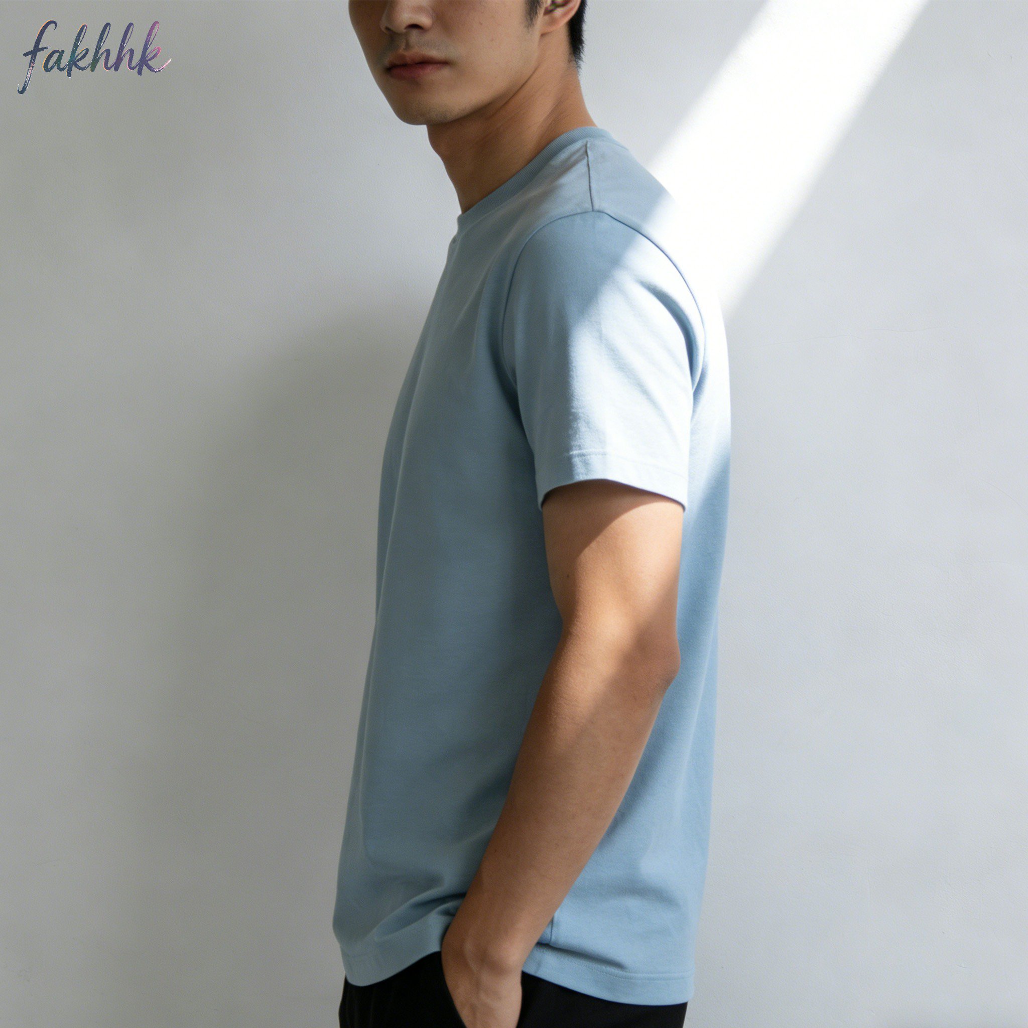 남성용 순면 크루넥 티셔츠 전체 모습