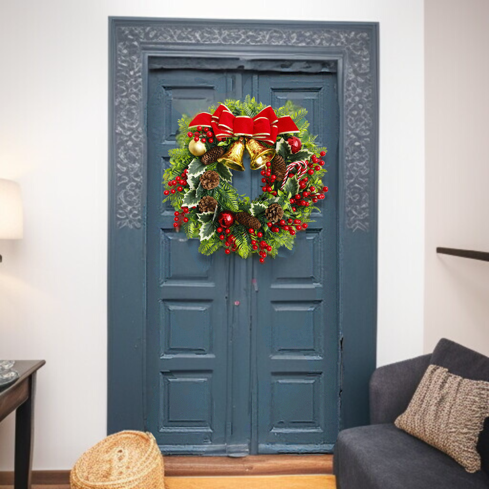 玄関に飾った特大クリスマスリース