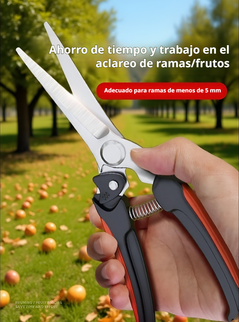 Detalle de las cuchillas afiladas de las tijeras de podar