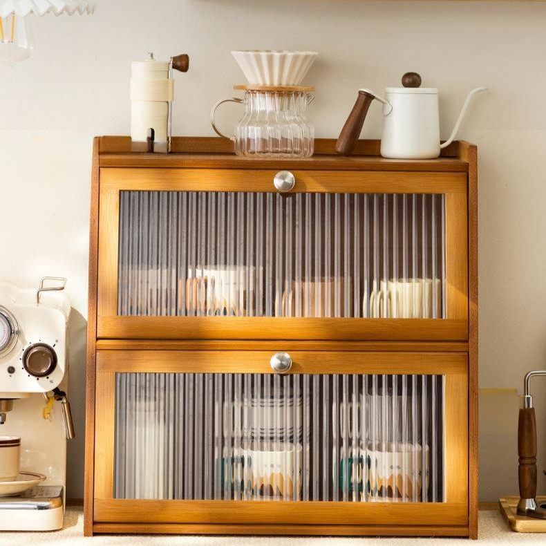 책상용 커피컵 수납함, 머그잔, 다기 정리대, 물컵, 화장품 선반, 원목/대나무 뚜껑 포함