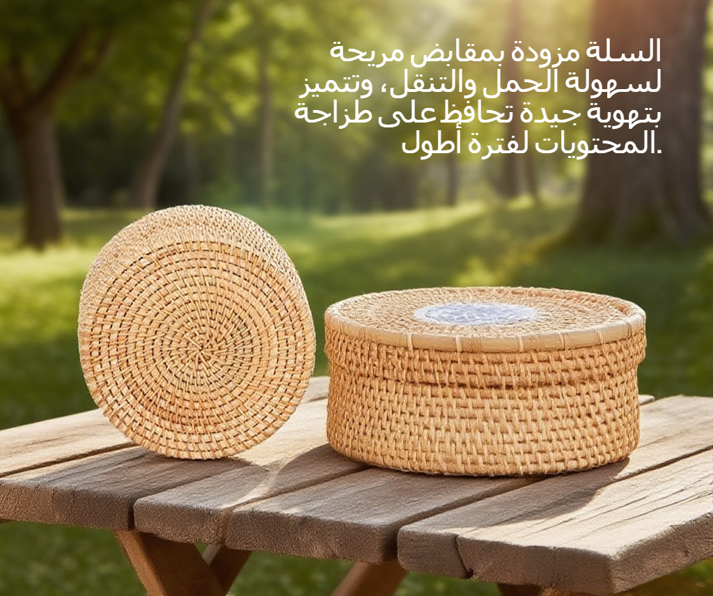 سلة تنظيم أدوات المطبخ مصنوعة من الروطان الطبيعي