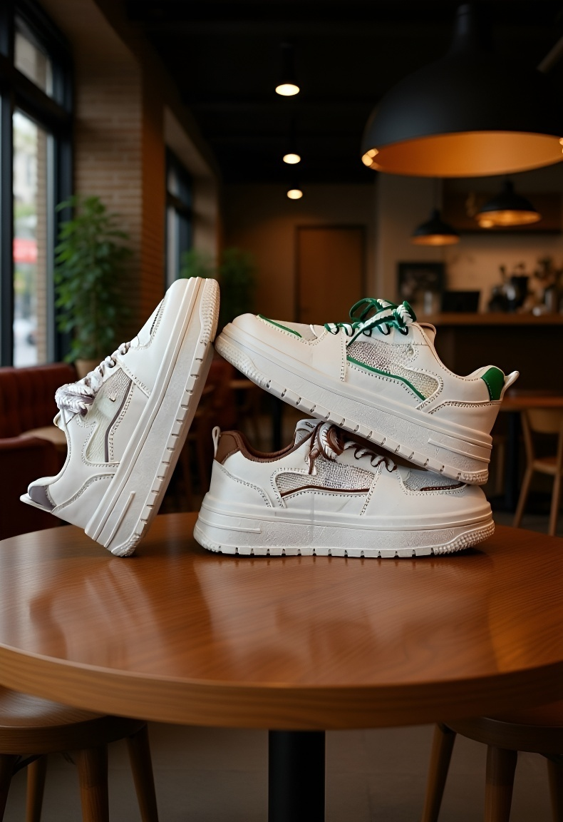 男女兼用白いスニーカー着用イメージ