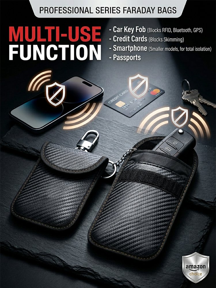 Carbon Fiber Car Key Signal Blocker Box - Anti-Theft Protection