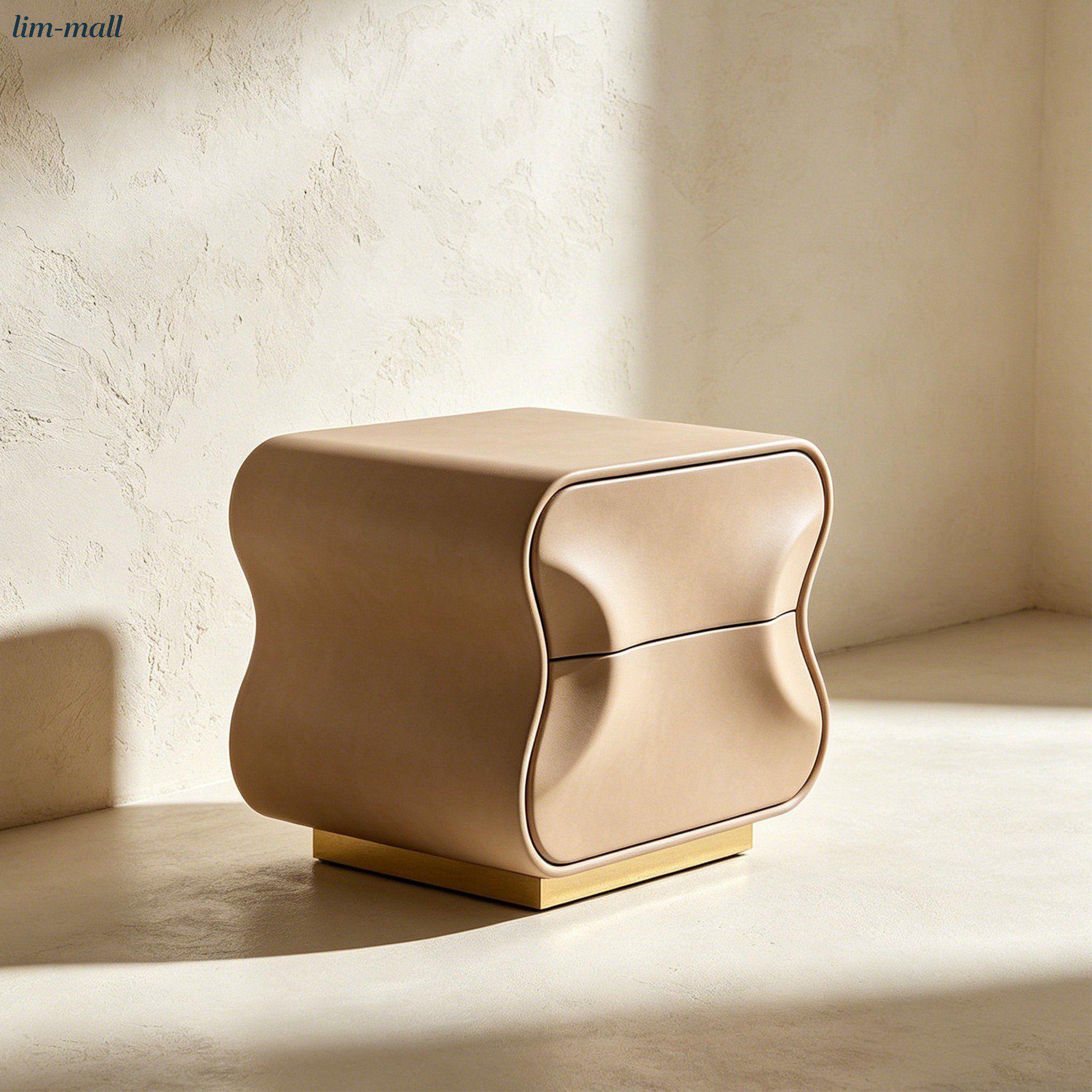 Wavy-Edge Two-Drawer Nightstand front view