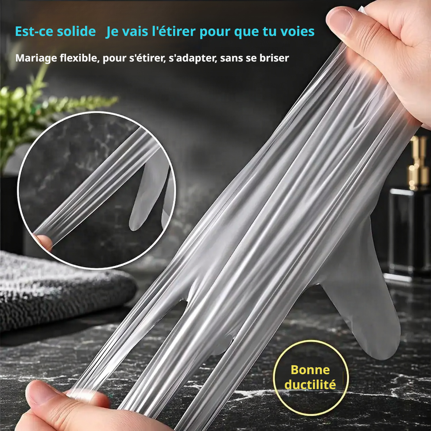 Gants ménagers jetables transparents, résistants et épais, à extraction facile