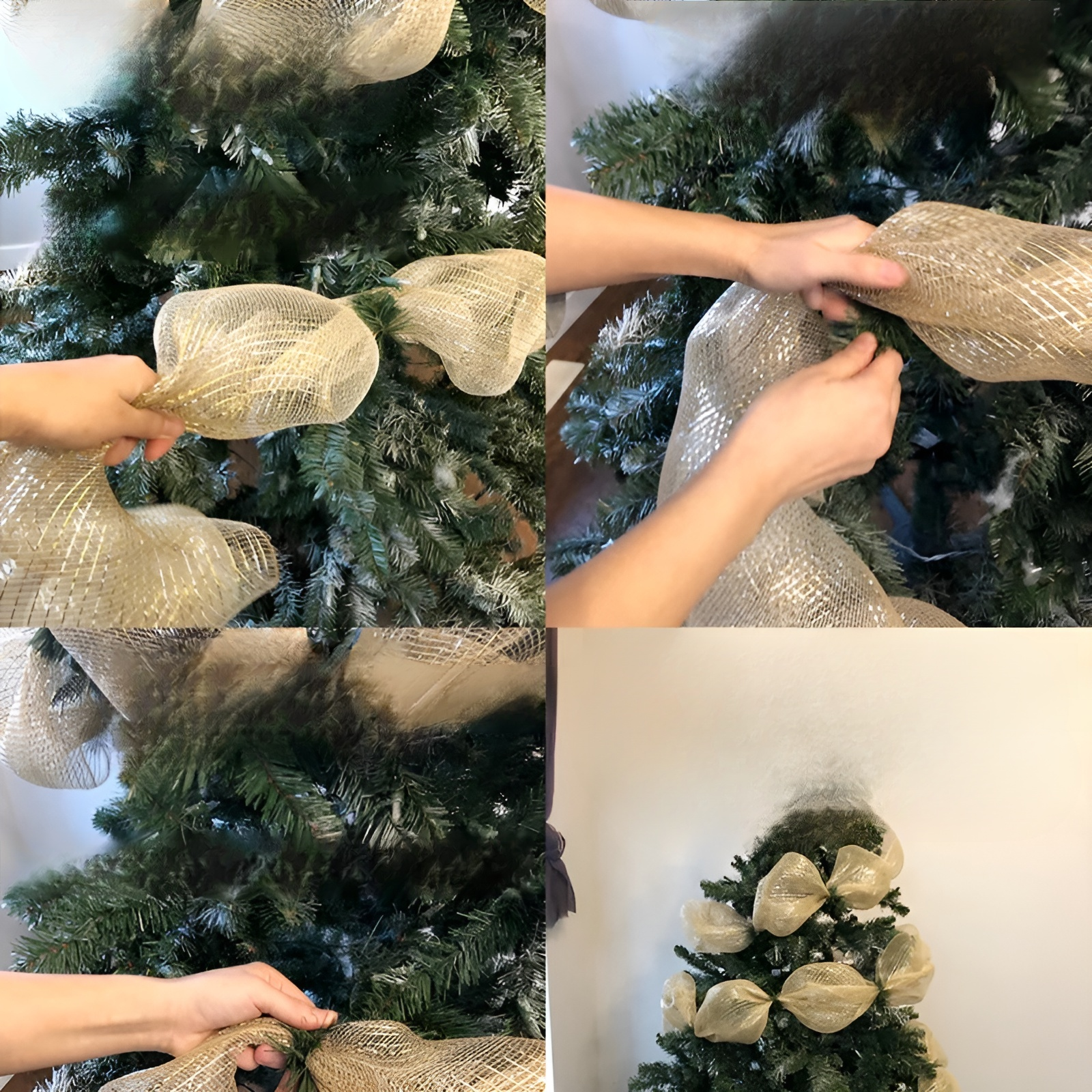 크리스마스 트리 리본 망사 화환 리본 액세서리 장식 리본 화환